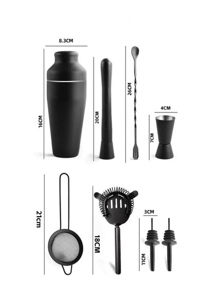 Stijlvolle Matzwarte Cocktail Shaker Set