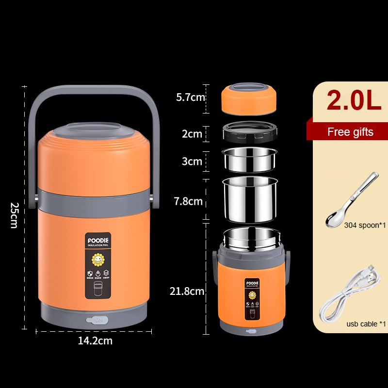 USB Verwarmde Lunchbox Draagbare Voedselverwarmer