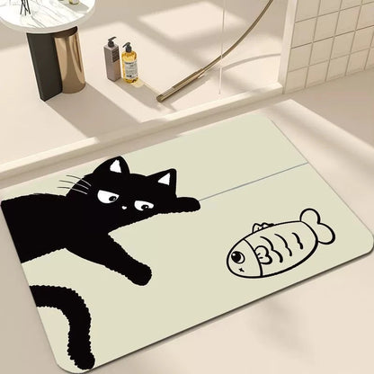 Welkom Kat Deurmat Zwart Gezellig