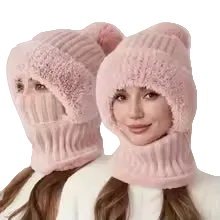 Warme Fleece Muts met Nekwarmer