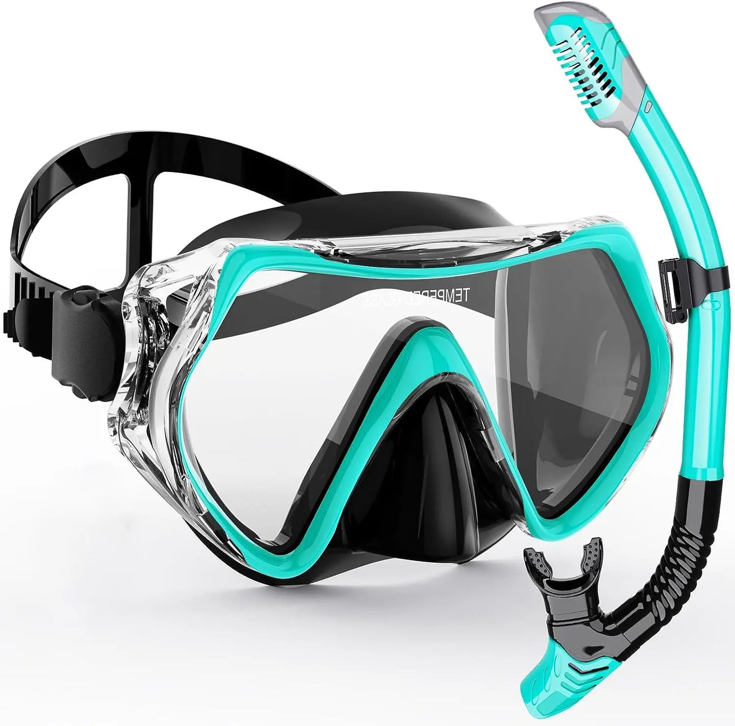 AquaVision Snorkelmaskerset voor Volwassenen | Antifog & Schokbestendig | Siliconen Rand & Trockensnorkel | 180° Gezichtsveld