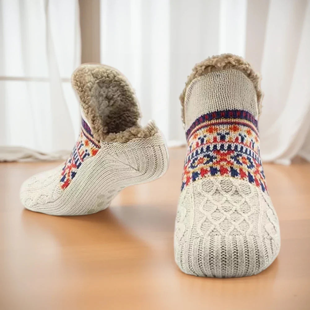 Nordhütte | Thermo-Huis Sokken Winter | Antislip Knuffelsokken voor Dames & Heren | Dikke voering & extra warm | Zachte Antislip Bed Sokken voor Thuis & Kerstmis