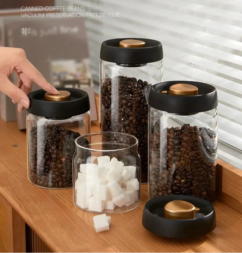 Zwarte Deksel Koffie Bonen Pot
