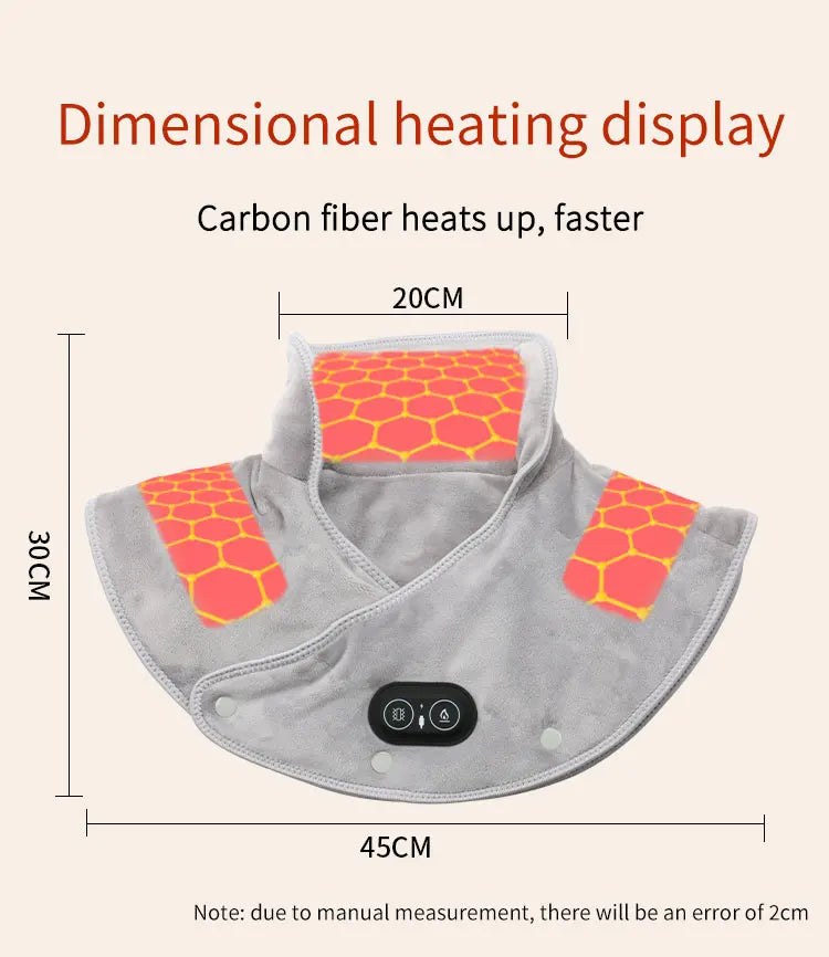 ThermoLiva Warmte-Nek- & Schoudermassager | USB-Verwarmingskussen met Vibratie | 3 Temperatuurinstellingen & Timer | Zacht Pluche