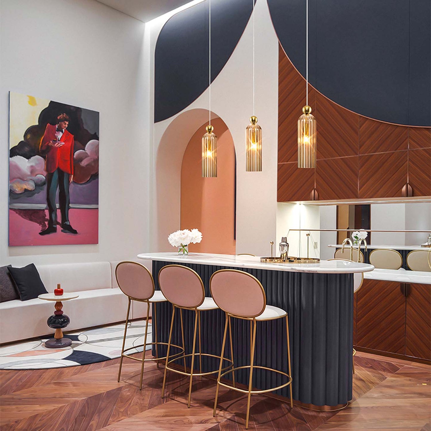 ANTIC - Chic glazen hanglamp in art deco stijl