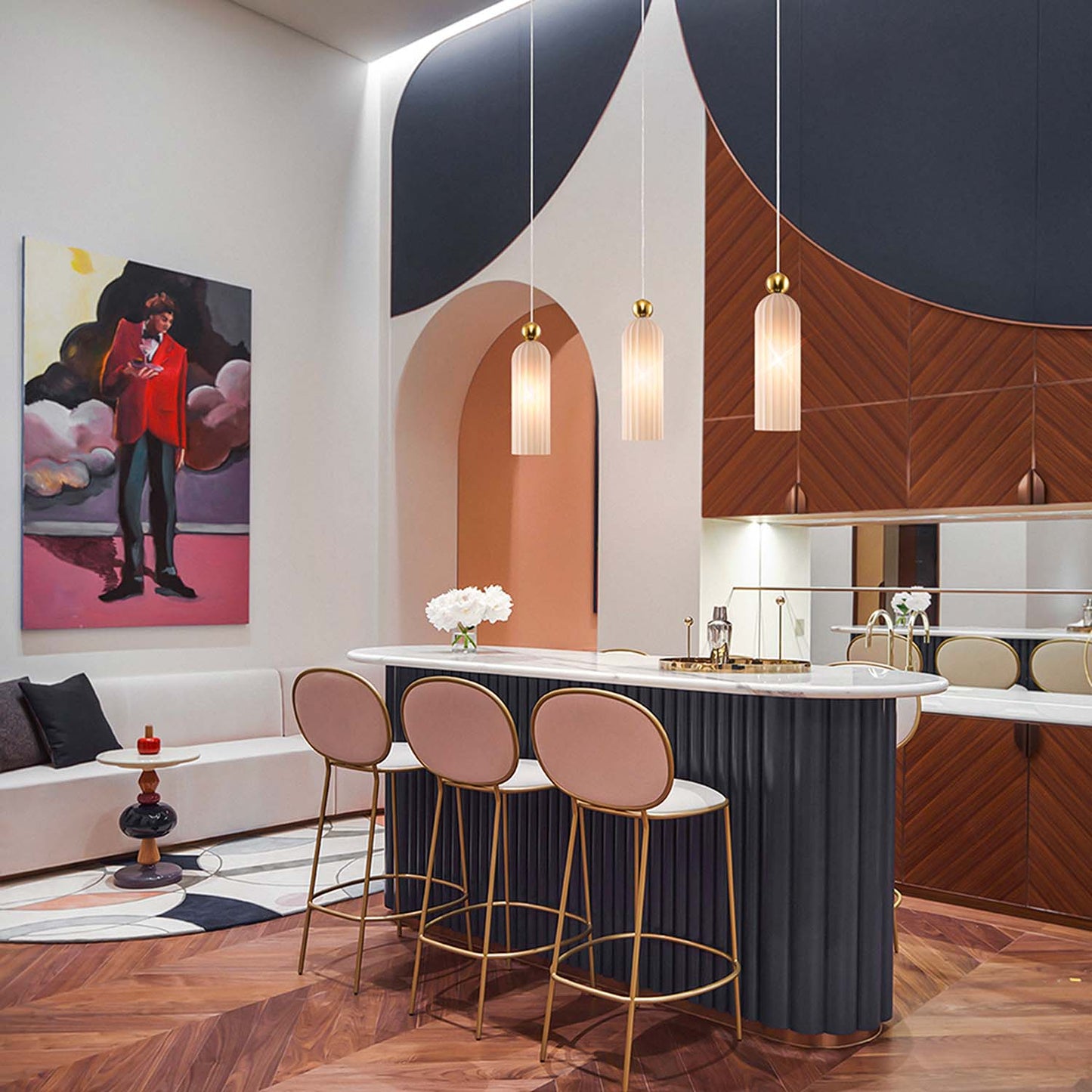 ANTIC - Chic glazen hanglamp in art deco stijl