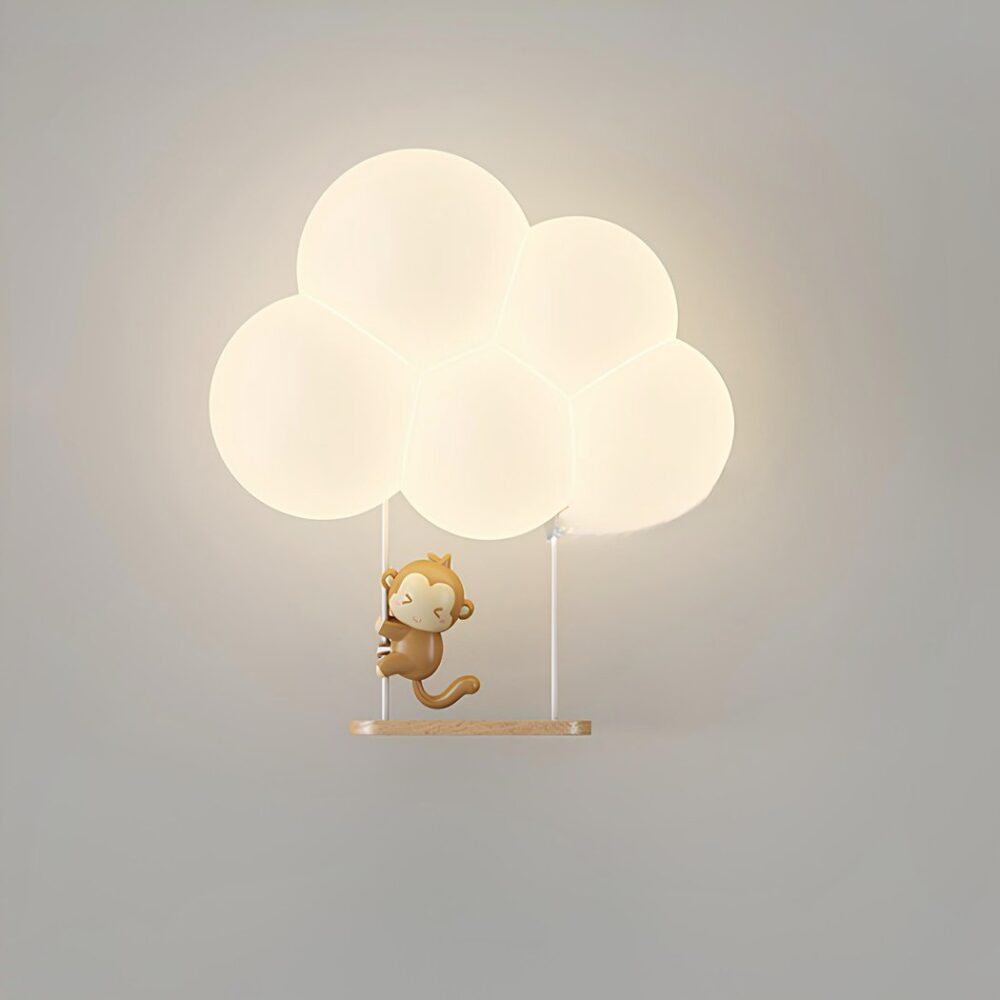 Kinderkamer Wandlamp Cloud en Monkey