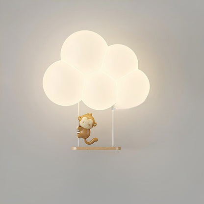 Kinderkamer Wandlamp Cloud en Monkey