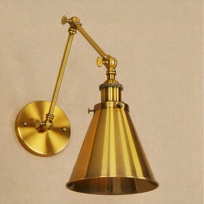 Vintage Industriële Kegelvormige Verstelbare Wandlamp met Lange Arm