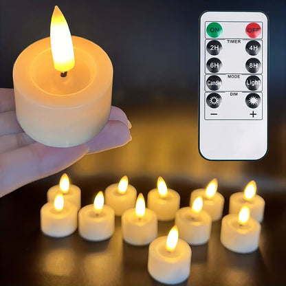 Magische Vlamloze Theelichtjes - Set met Afstandsbediening en Dimbare Timer