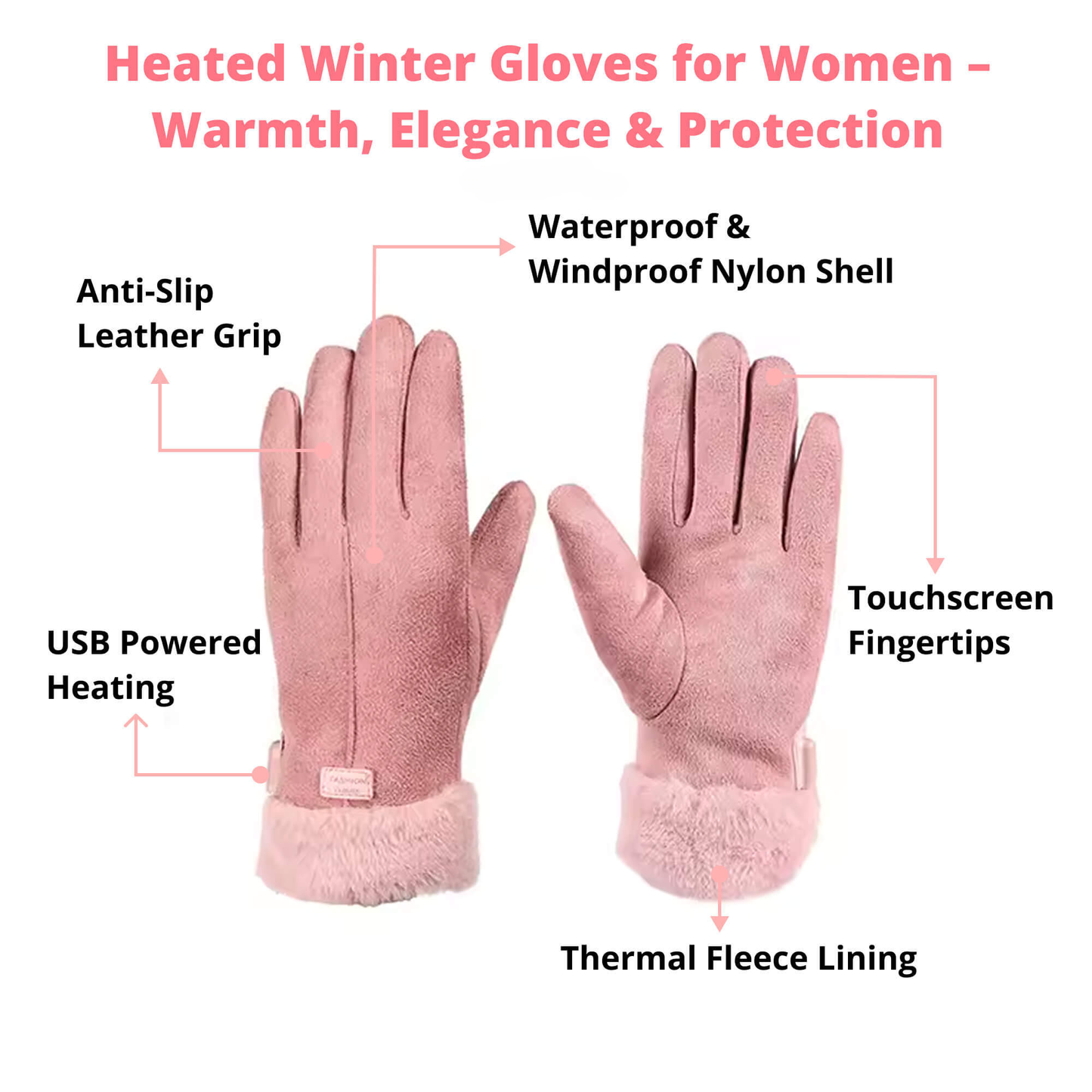Dames Thermische Waterdichte Winterhandschoenen met Touchscreen & USB Oplaadbaar Warm Ontwerp