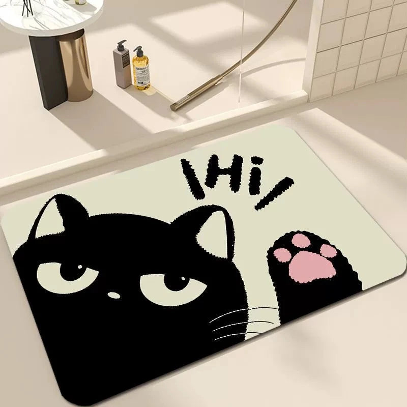 Welkom Kat Deurmat Zwart Gezellig