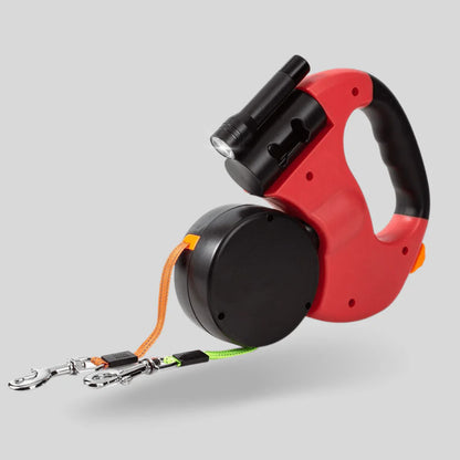 Auto Retractable Dubbele Hondenriem met Zaklamp