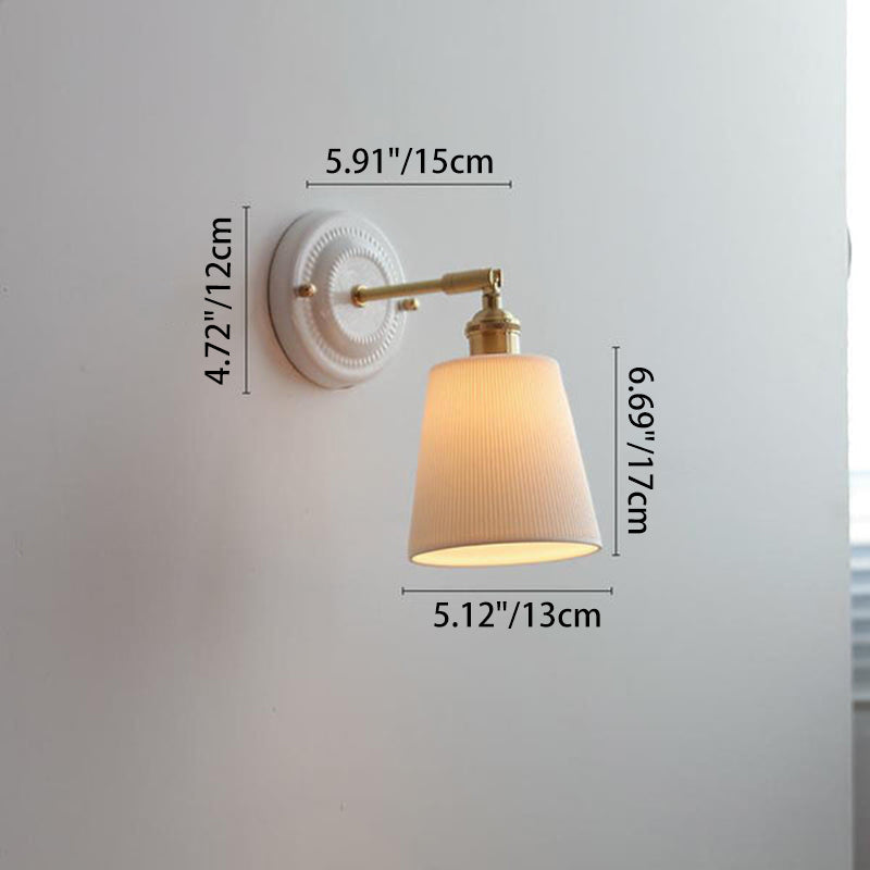 Traditionele Vintage Ronde Keramische Messing 1-Licht Wandlamp voor Woonkamer