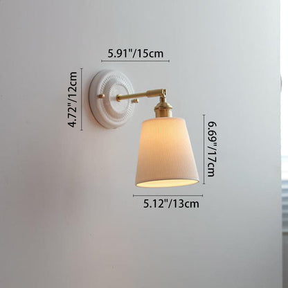 Traditionele Vintage Ronde Keramische Messing 1-Licht Wandlamp voor Woonkamer