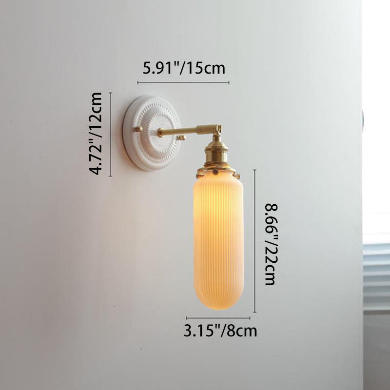 Traditionele Vintage Ronde Keramische Messing 1-Licht Wandlamp voor Woonkamer