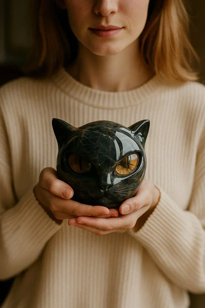 Zwarte Kattenkop met Hypnotiserende Ogen