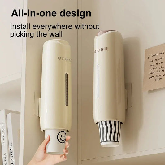Wall-mounted No-Drill Cup Dispenser