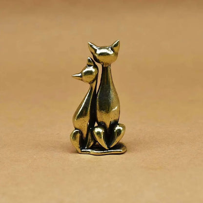 Liefdeskoppel Kat Beeldje Vintage Brons