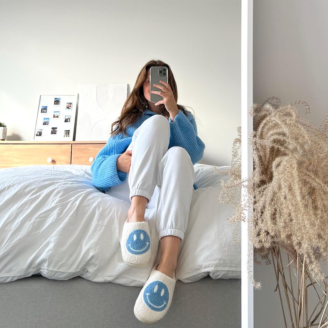 Smiley Gelukkig Gezicht Katoenen Pantoffels Schoenen Antislip
