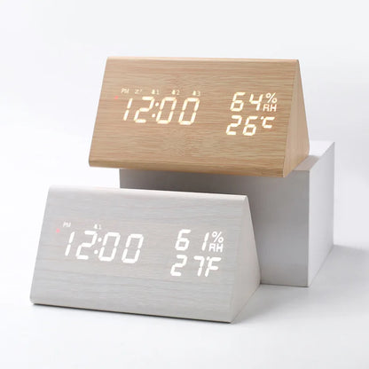 Houten LED Wekker Met Stemcontrole