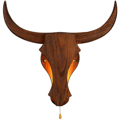 Rustieke Houten Koe Kop Lamp