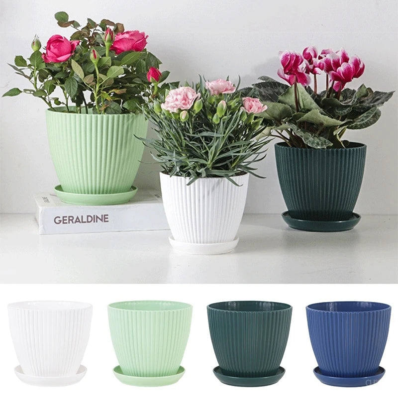 Kleurrijke Bloempotten met Schotel
