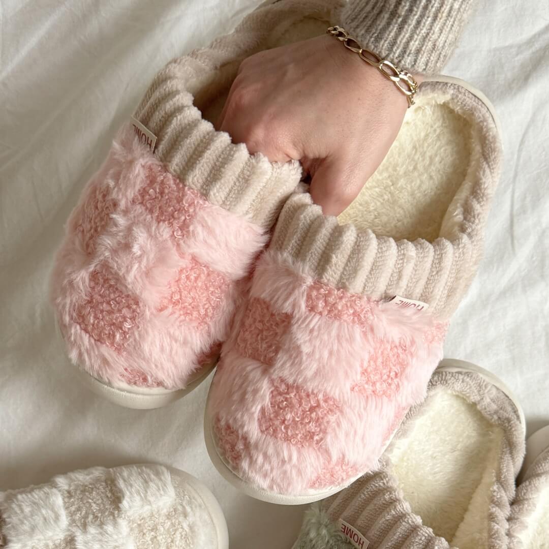 Winter Teen Wrap Warme geruite Katoenen Pantoffels