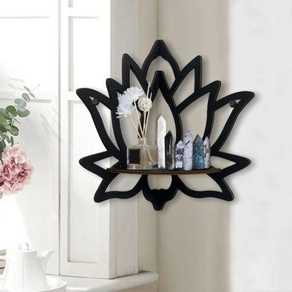 Houten Lotus Hoekplank Organizer Aroma Kaars Etalage