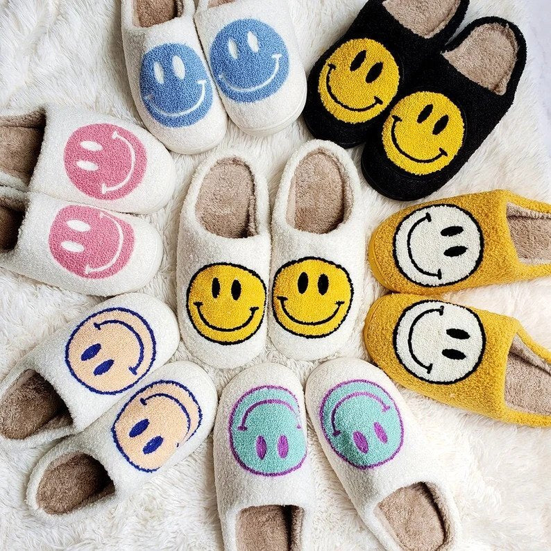 Smiley Gelukkig Gezicht Katoenen Pantoffels Schoenen Antislip