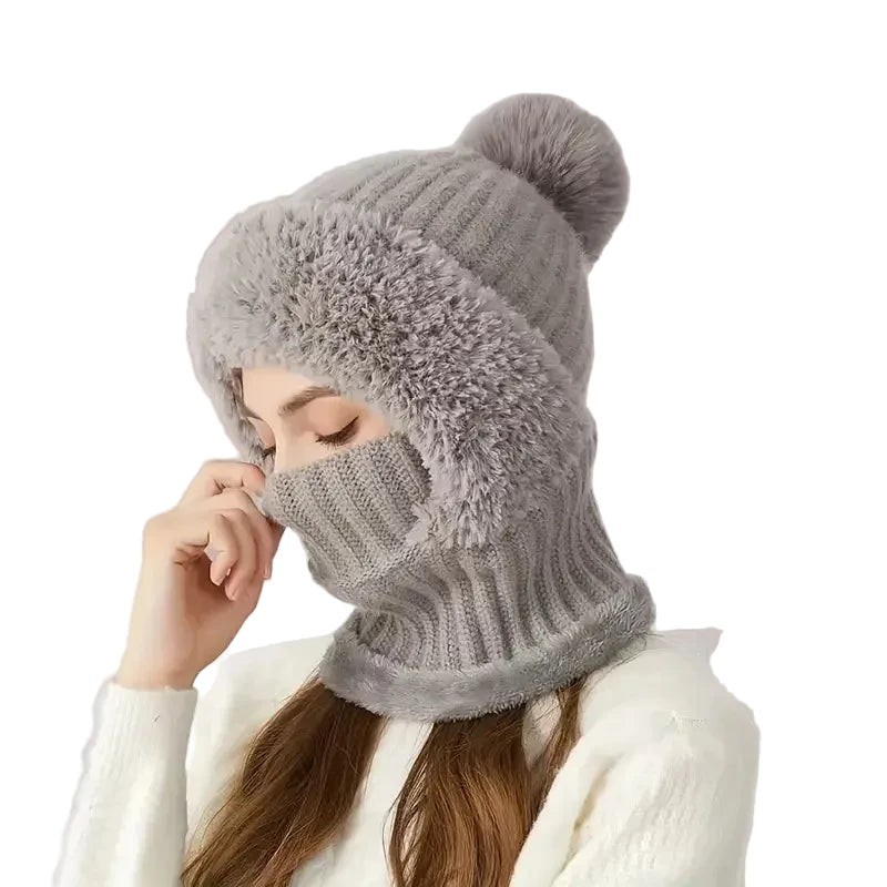 Warme Fleece Muts met Nekwarmer
