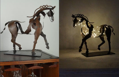 Rustieke Paarden Beeldje Lamp