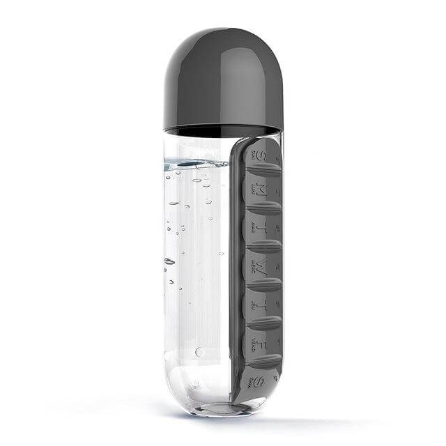 Waterfles met Pillendoos – 2-in-1 Medicijnhouder