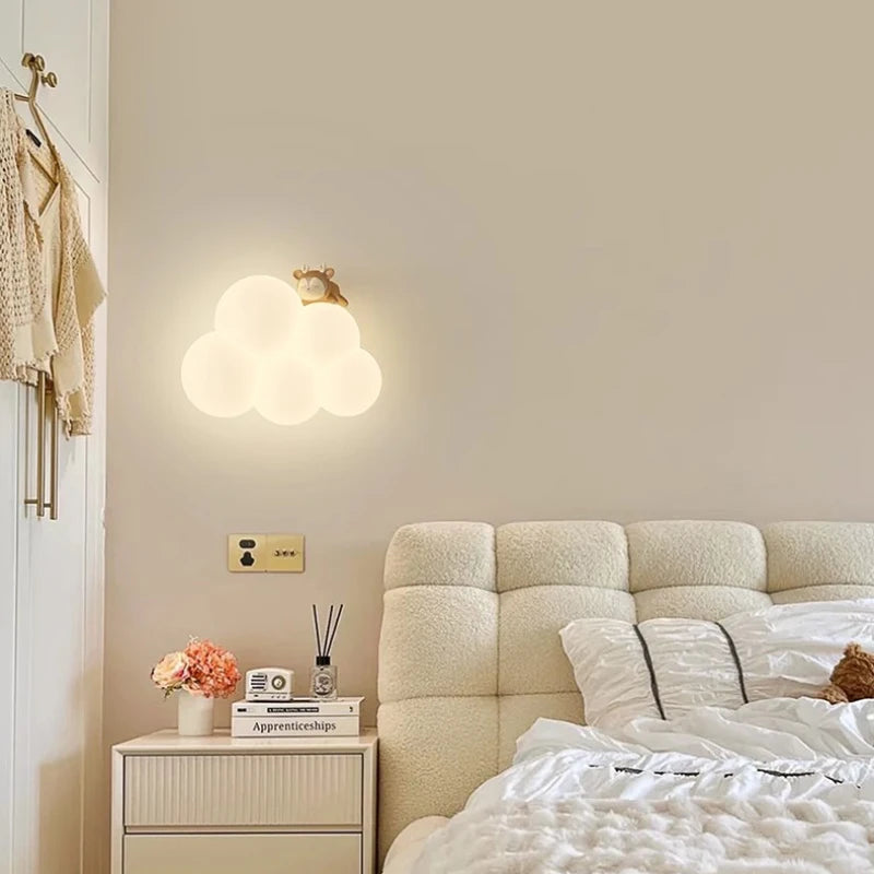 Kinderkamer Wandlamp Cloud en Monkey