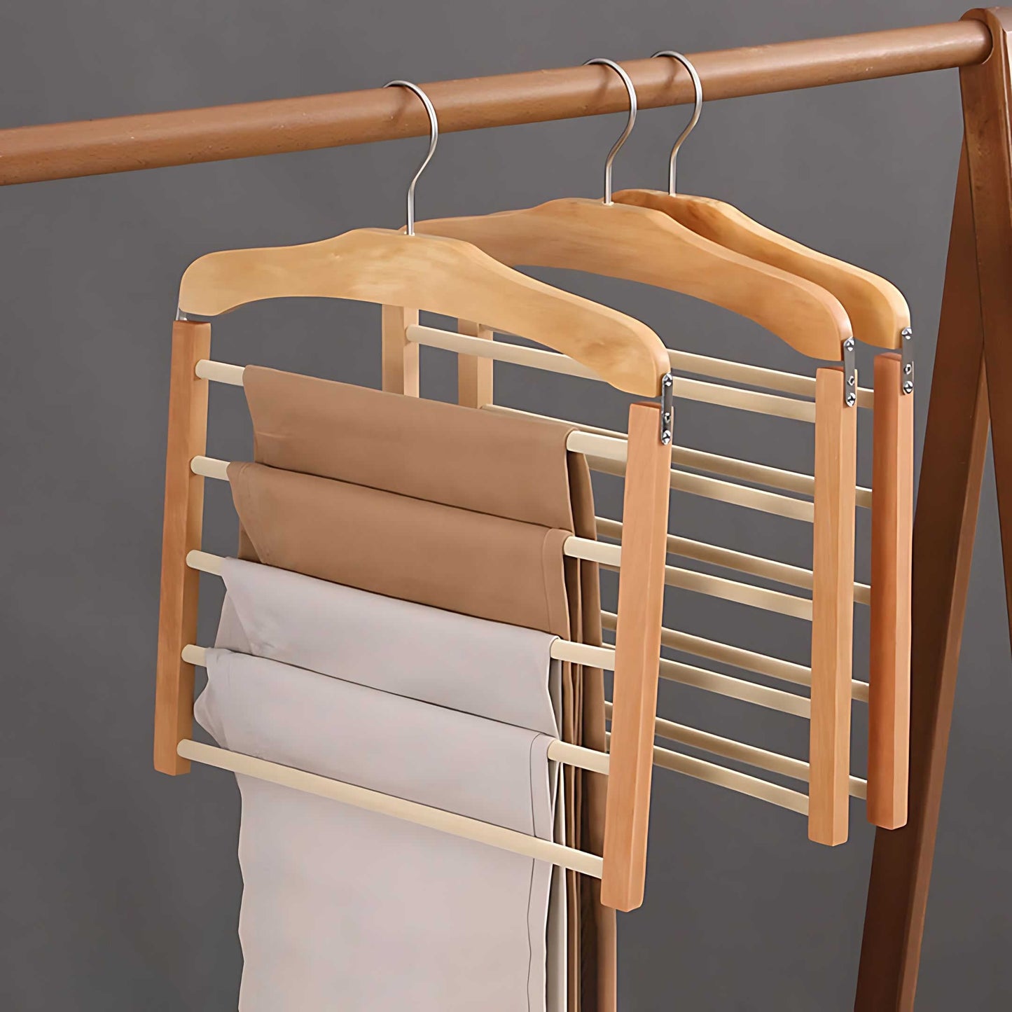Massief Houten Broekengarderoberek Organizer