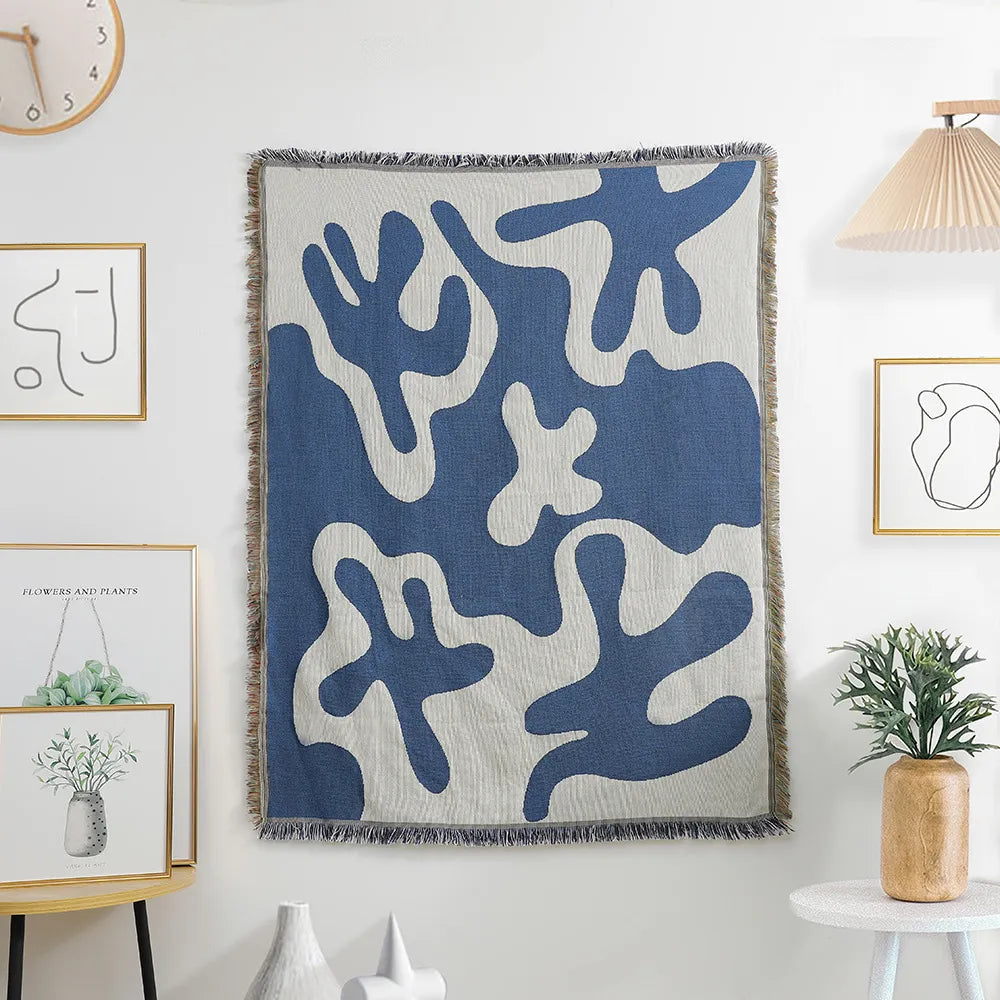 Blauwe Kunstzinnige Woondekens