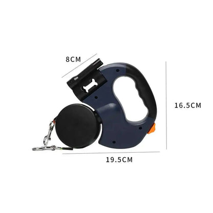 Auto Retractable Dubbele Hondenriem met Zaklamp