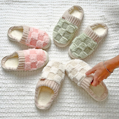 Winter Teen Wrap Warme geruite Katoenen Pantoffels