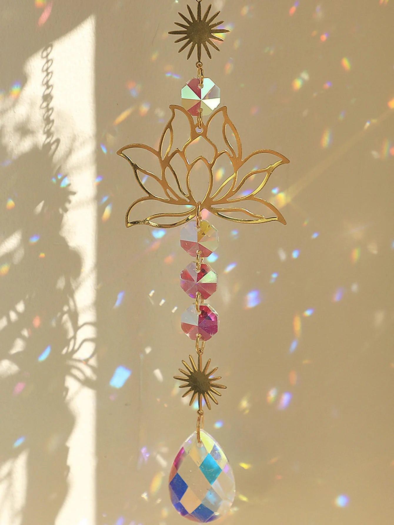 Gouden Lotus Zonvanger Crystal Sieraad