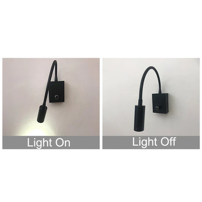 LED Wandlamp 3W – Zwart | Flexibele Bedlamp met Schakelaar – 220V Binnenverlichting