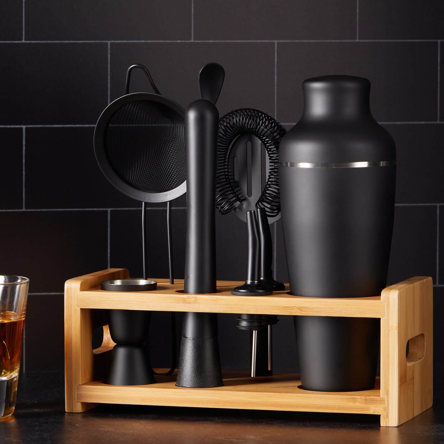 Stijlvolle Matzwarte Cocktail Shaker Set