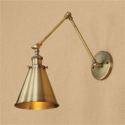 Vintage Industriële Kegelvormige Verstelbare Wandlamp met Lange Arm