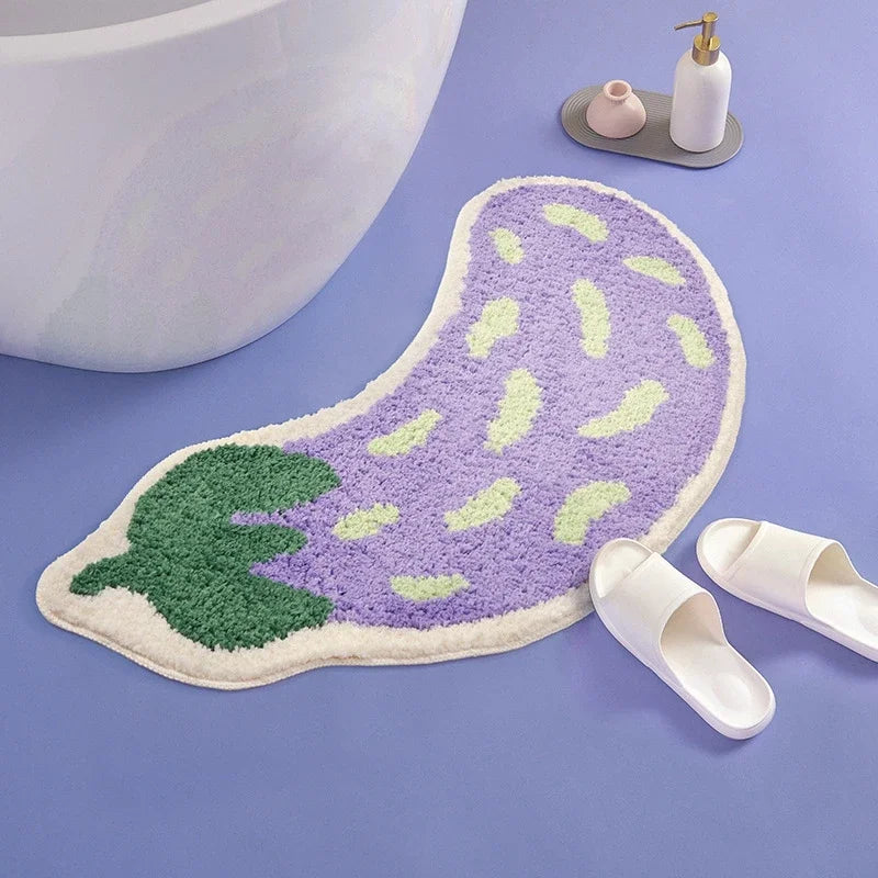 Antislip Fruit Boogvormig Waterabsorberend Badkamerkleed Toilet