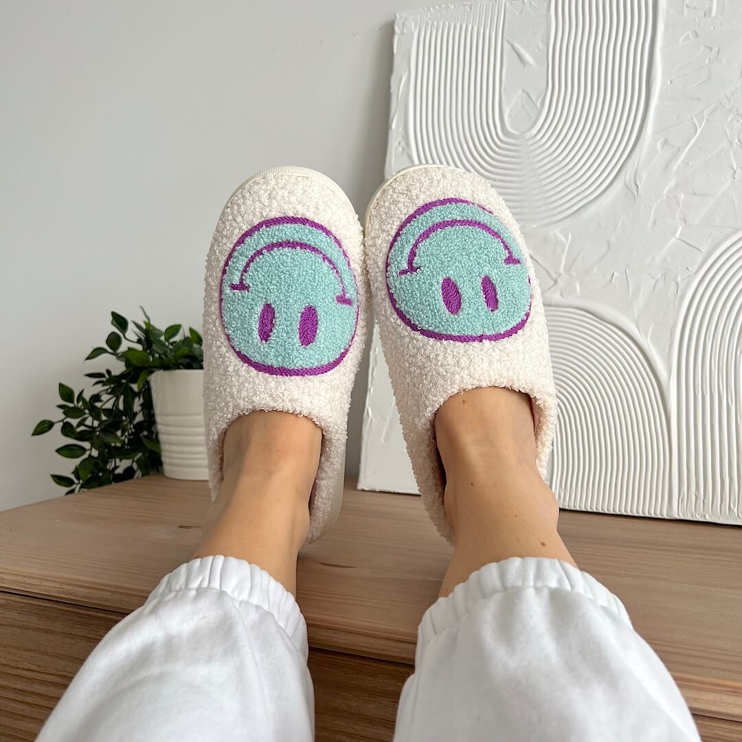 Smiley Gelukkig Gezicht Katoenen Pantoffels Schoenen Antislip