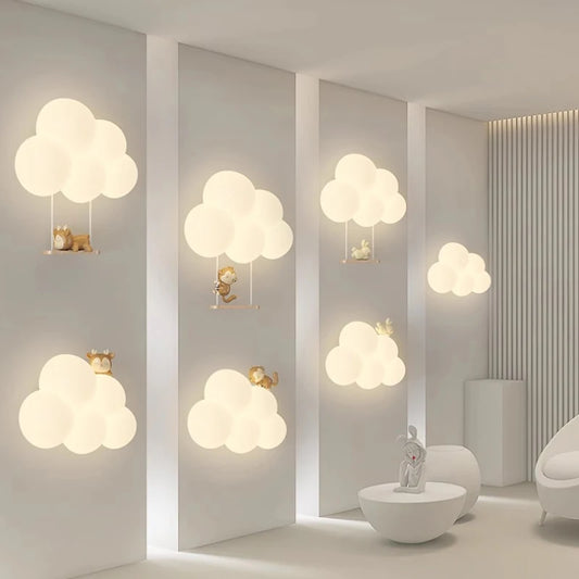 Kinderkamer Wandlamp Cloud en Monkey