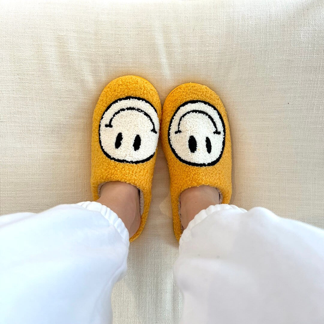 Smiley Gelukkig Gezicht Katoenen Pantoffels Schoenen Antislip
