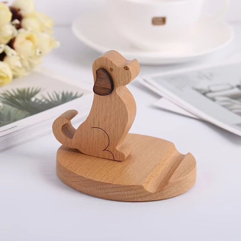 Houten Hond Telefoonstandaard