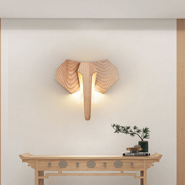 Houten Olifant Wandlamp
