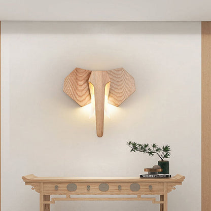 Houten Olifant Wandlamp