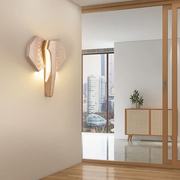 Houten Olifant Wandlamp